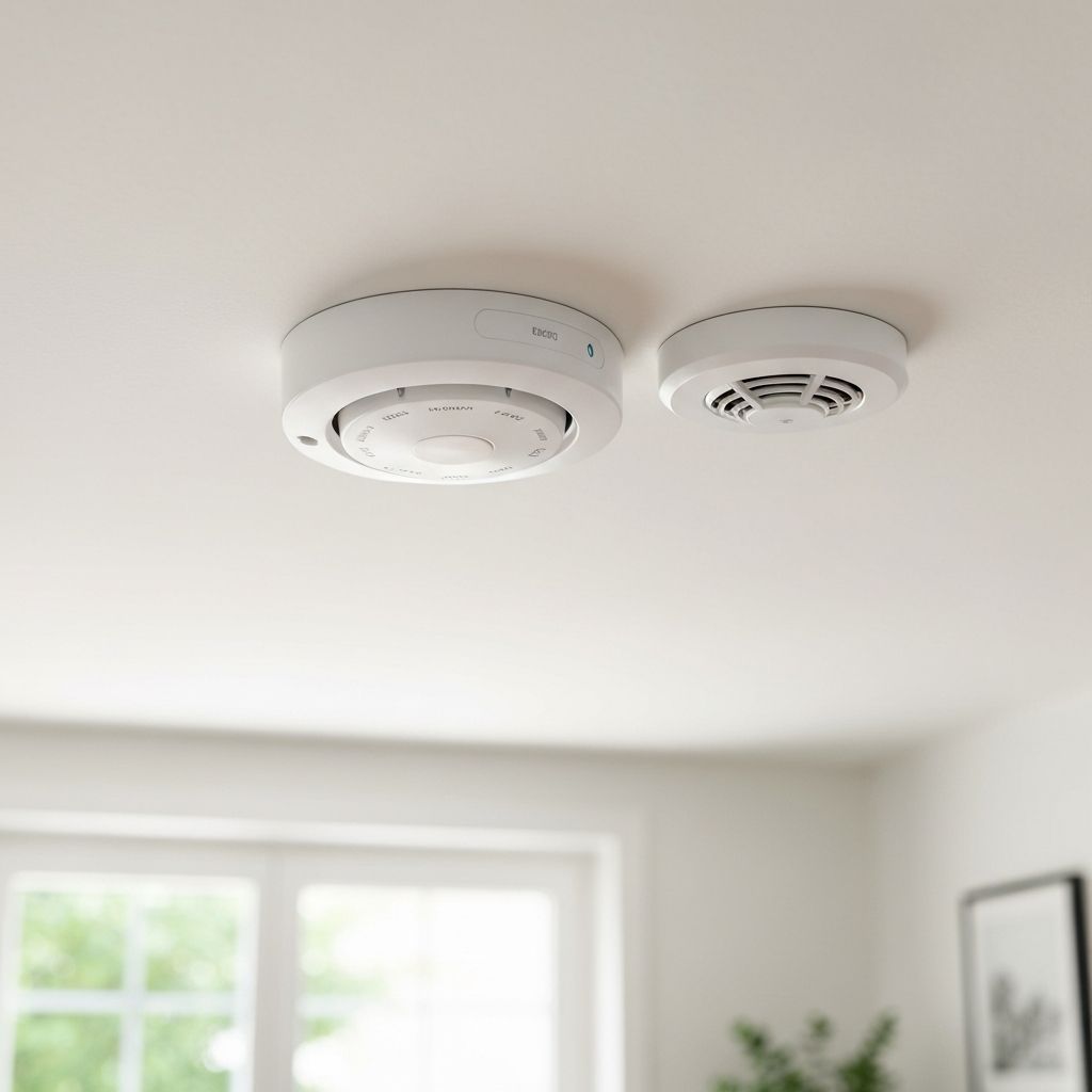 Smoke and carbon monoxide detector on ceiling